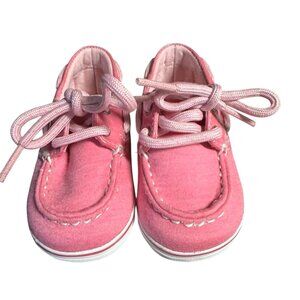 Sperry Toddler Girls Pink Canvas Boat Shoes Size 3M